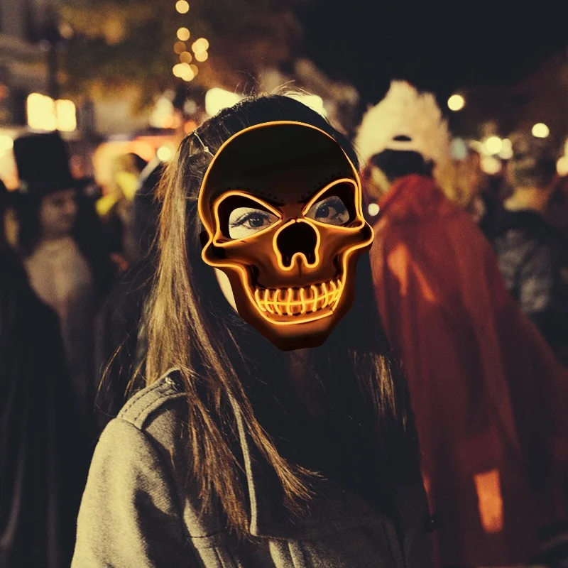 Halloween LED Maska Vymazať Masky Voľbách Mascara Kostým EL DJ Party Svetla Do Masky Svietiť V Tme Multi Vybrať Masker Purge