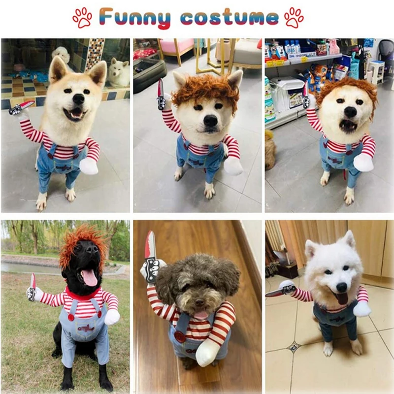 Halloween Strašidelné Psa Smrtiace Bábika Kostýmy, Funny Pet Oblečenie Cosplay Kostým Vianočné Oblečenie Set Dog Festival Party Zdobiť Clo