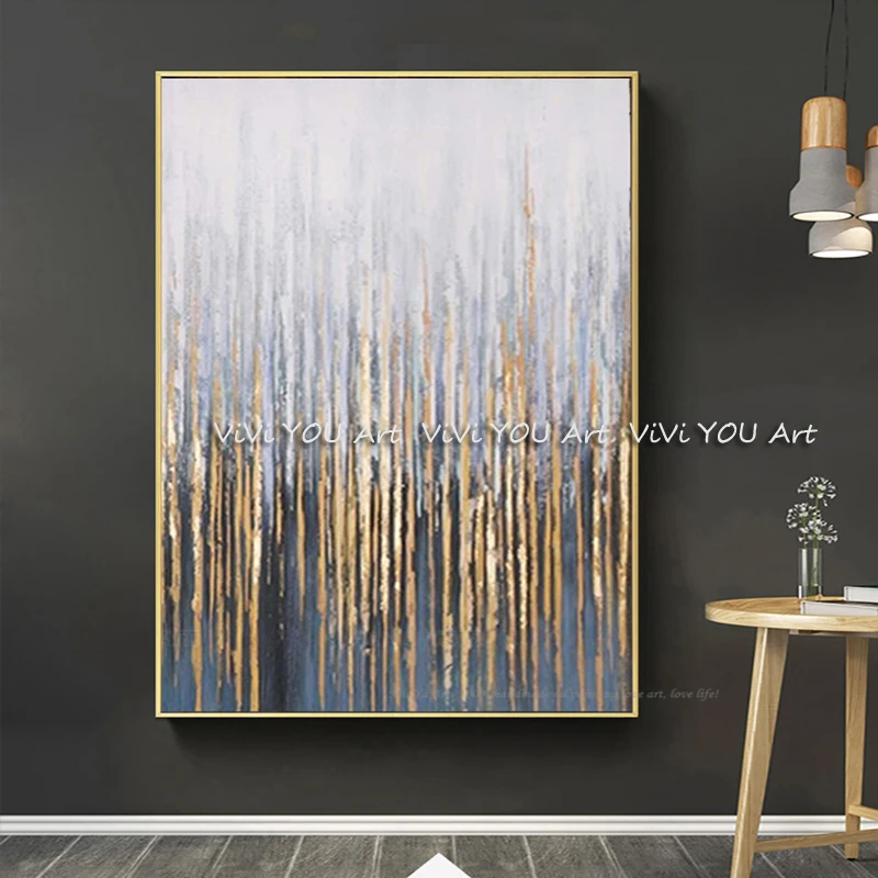 Handpainted maľbe na plátno vertial abstraktné umenie dekoratívne zlatý obraz pre obývacia izba lienzos cuadros decorativos