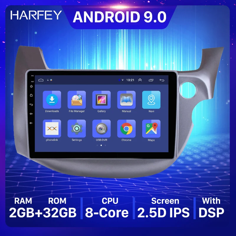 Harfey Android 9.0 10.1 palcový auta GPS Radio Head Jednotka Dotykový Displej pre roky 2007-2013 HONDA FIT JAZZ RHD Bluetooth Hudby WiFi OBD2
