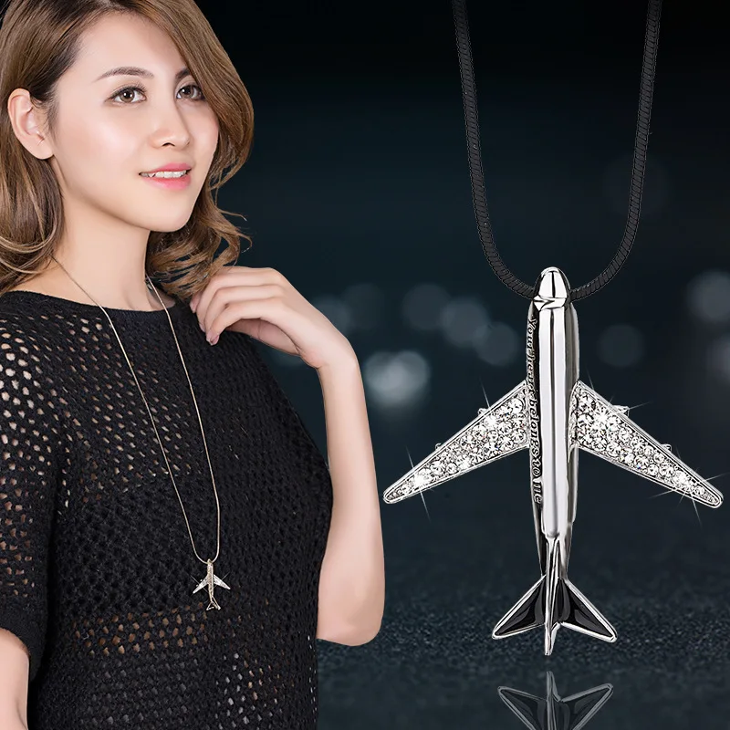 Heeda Kpop minimalistický módne šperky 2018 nové kreatívne jedinečný realisticky lietadlo prívesok náhrdelník elegantné joker sveter reťazca