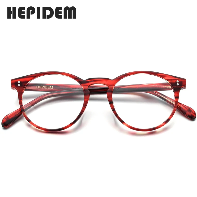 HEPIDEM Acetát Optické Okuliare, Rám Ženy 2020 Nový Vintage Okrúhle Okuliare Mužov Krátkozrakosť, Predpis Okuliarov, Okuliare 9113