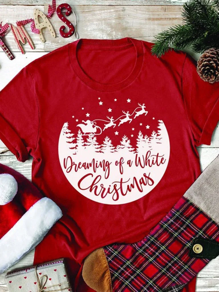 Hillbilly Snívali o Biele Vianoce Tričká Krátky Rukáv Ženy Šťastné Vianoce T Shirt Roztomilý Vianočný Darček pre Dievča Chlapcov