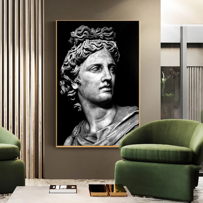 Hlavy Sochy Apollo Socha Plátno Plagáty a Vytlačí Čierne Biele Plátno Maľby Nástenné Art Obraz pre Home Decor