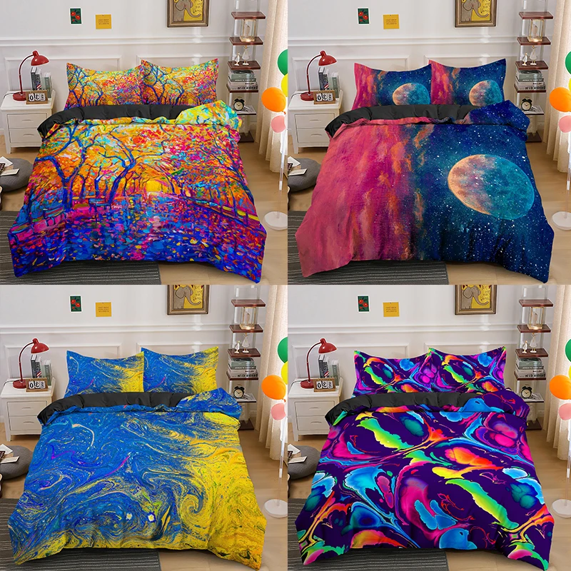 Home posteľná bielizeň Nastaviť Maľovanie Sady Twin/Full/Queen/King Size 2/3ks