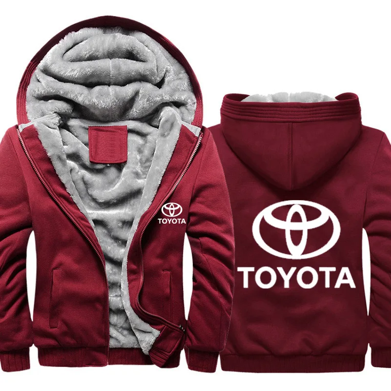 Hoodies Mužov Toyota Auto Logo Tlače Mens Bunda s Kapucňou, Zimné Zahustiť Teplé Fleece bavlna Zips Kamufláž Raglan Mens Kabát Bunda