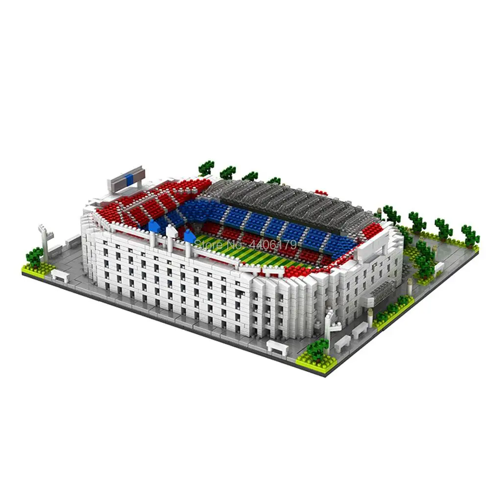 Horúce lepining tvorcov architektúry mesta Španielska La Liga futbal club Barcelona, Camp Nou štadión mini micro diamond blokov hračky