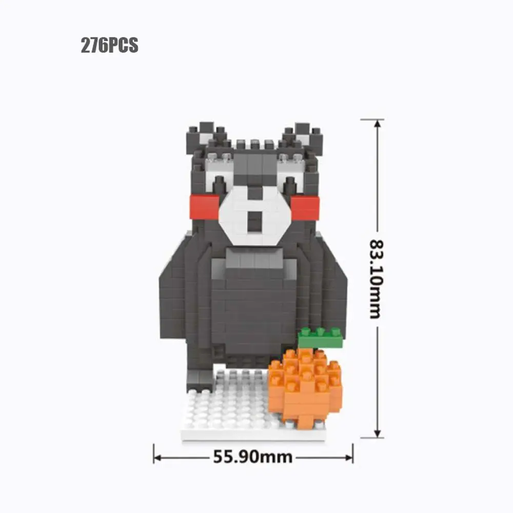 Horúce Lepining tvorcovia Kumamoto Ken je maskot Kumamon orange srdce čierny medveď, mini micro diamond stavebné bloky model tehly hračky