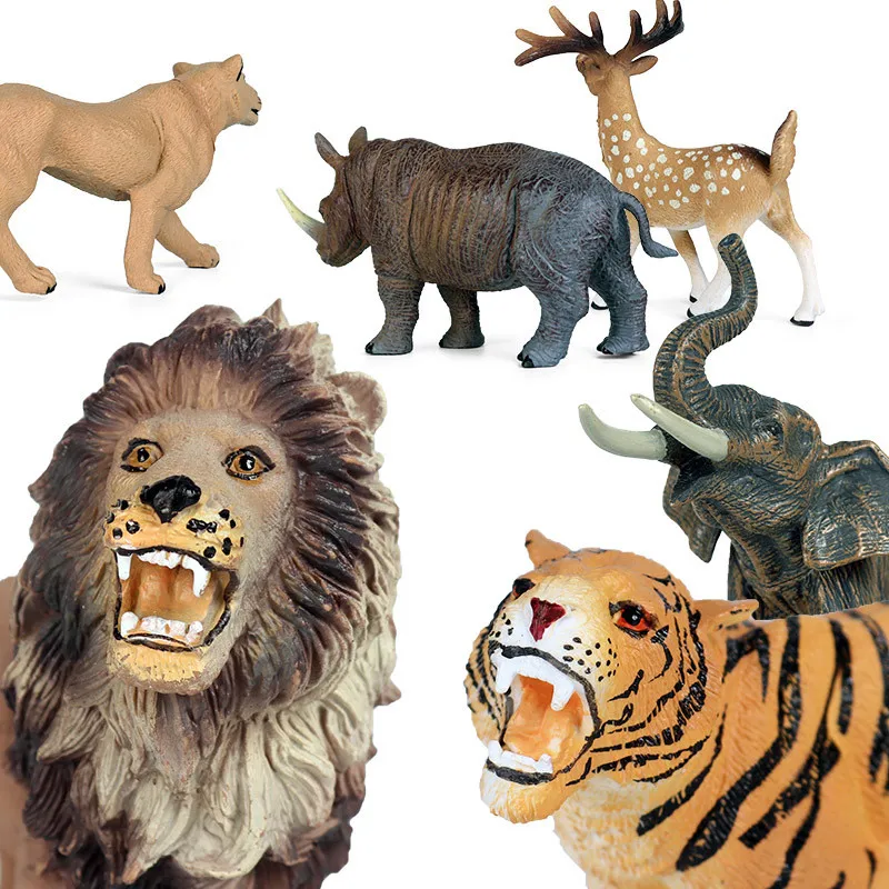 Horúce Plastové voľne Žijúcich Zvierat, Slon, Lev, Tiger Rhino Biely Chvost Jeleň Gepard Model, PVC Akčné Figúrky Rozmery hračky pre deti,