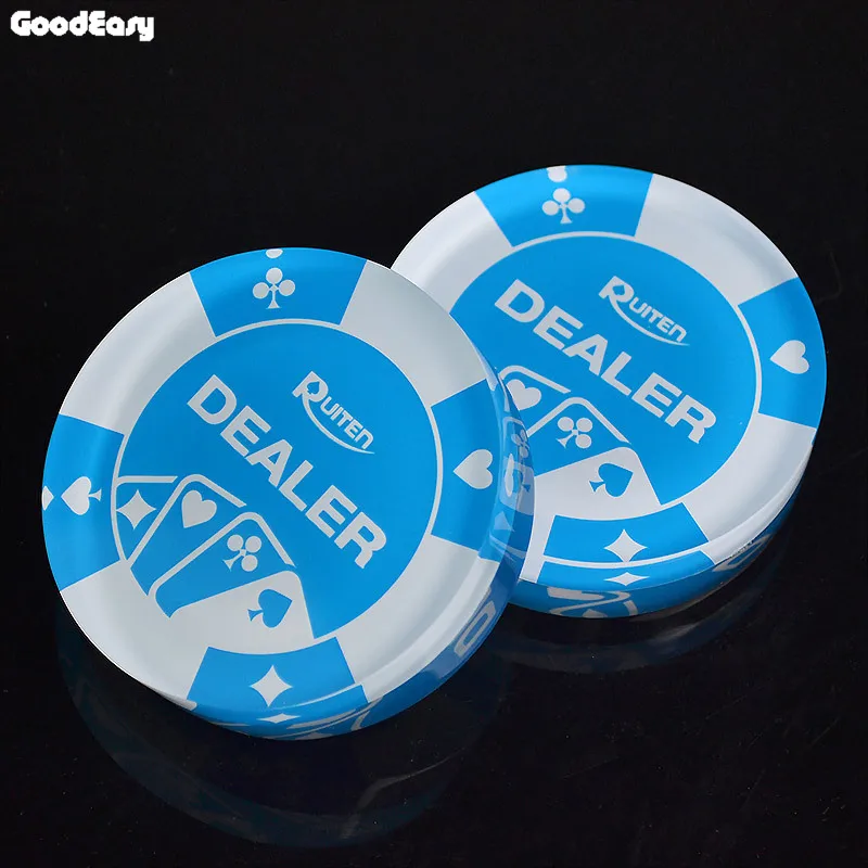 HORÚCE SALEAcrylic Poker Dealer Button Texas Hold ' em 3inch Stlačením Poker Karty Stráže poker Dealer Button-Modrá Predajcu 1PCS