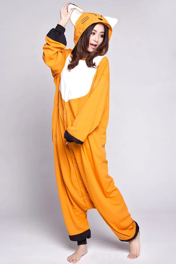 Hot Orange Fox Cosplay Pyžamo Onesies Ženy Muži Cartoon Zvierat Cosplay Kostýmy Pyajamas Dospelých Polar fleece Sleepwear Zime