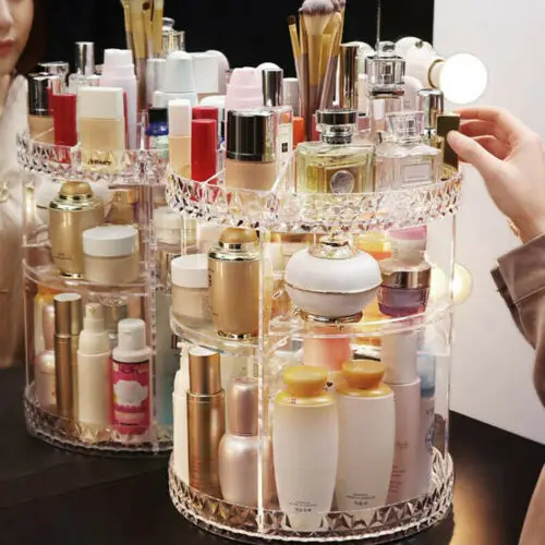 Hot Predaj 2019 Nové Módne Porcelánu Tvorivé 360 Stupeň Spin Rotujúce Transparentné Make-Up, Kozmetické Box Úložný Organizátor Prípade