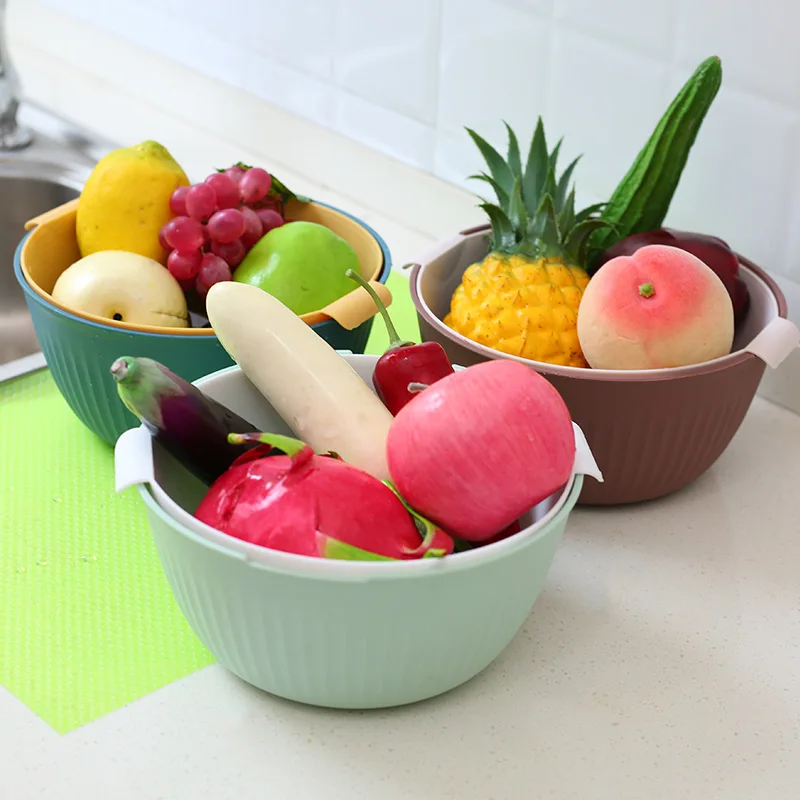Hot Predaj Dvakrát Farba Asfalt Kôš Kuchyňa Multi-Funkčné Dvojité Umývanie Ovocný Kôš Kôš