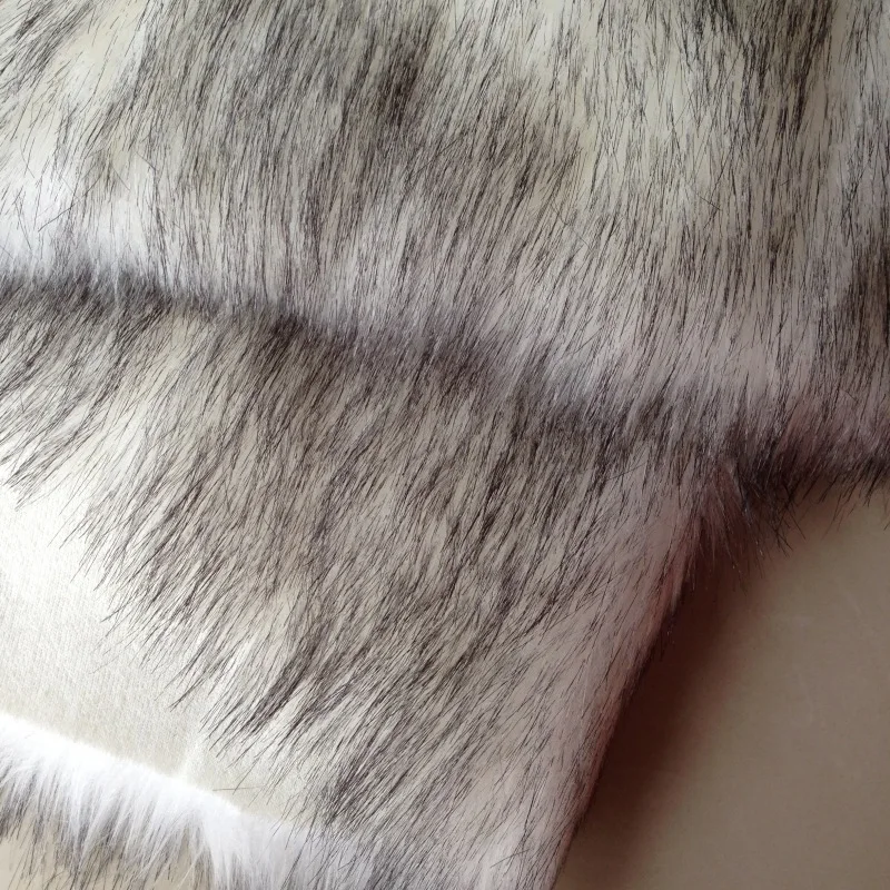 Hot-predaj fox kožušiny bielo farbená black tip Umelú kožušinu textílie,DIY oblečenie, kožušiny golier, koberec dekorácie materiálov