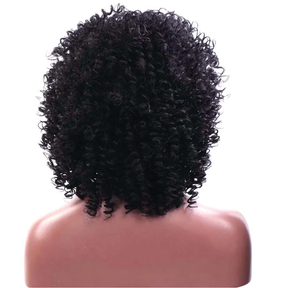 Houyan 14inchs Krátke vlasy parochňa pre ženy kučeravé syntetické vysokej teplote parochňu vlasy malá parochňa prírodné časť c