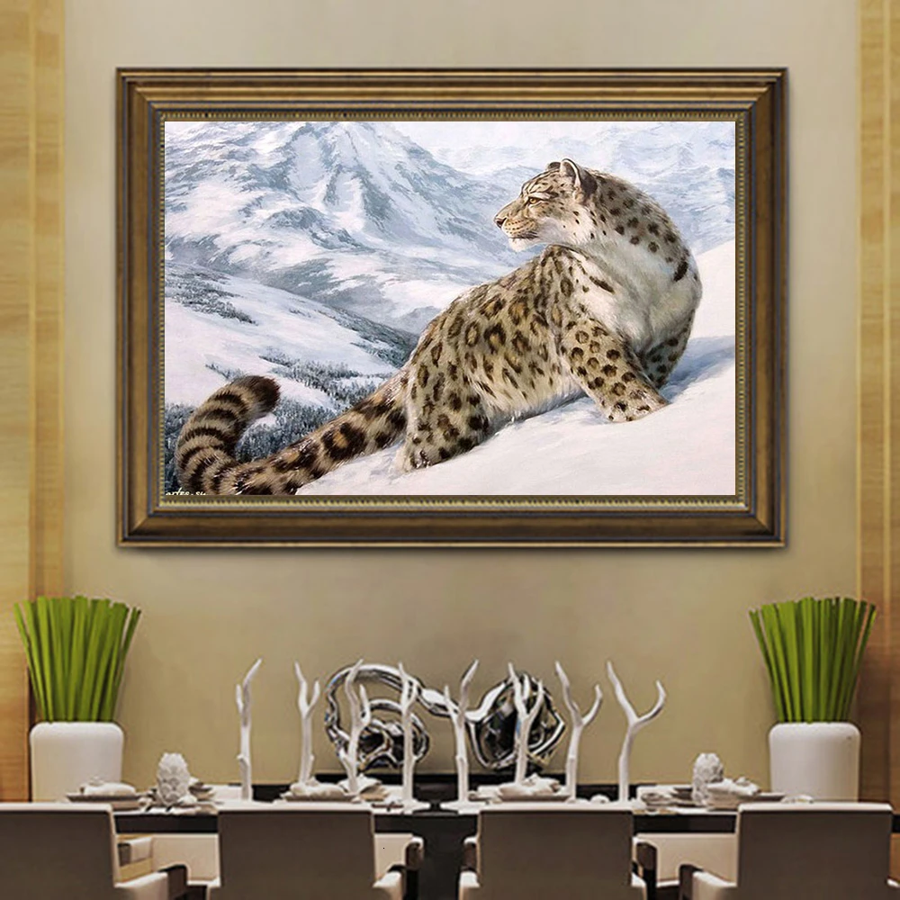 Huacan Diy Diamond Maľovanie Leopard Výšivky Cross Stitch Zvierat Domova Mozaiky Snehu Diamond Umenie
