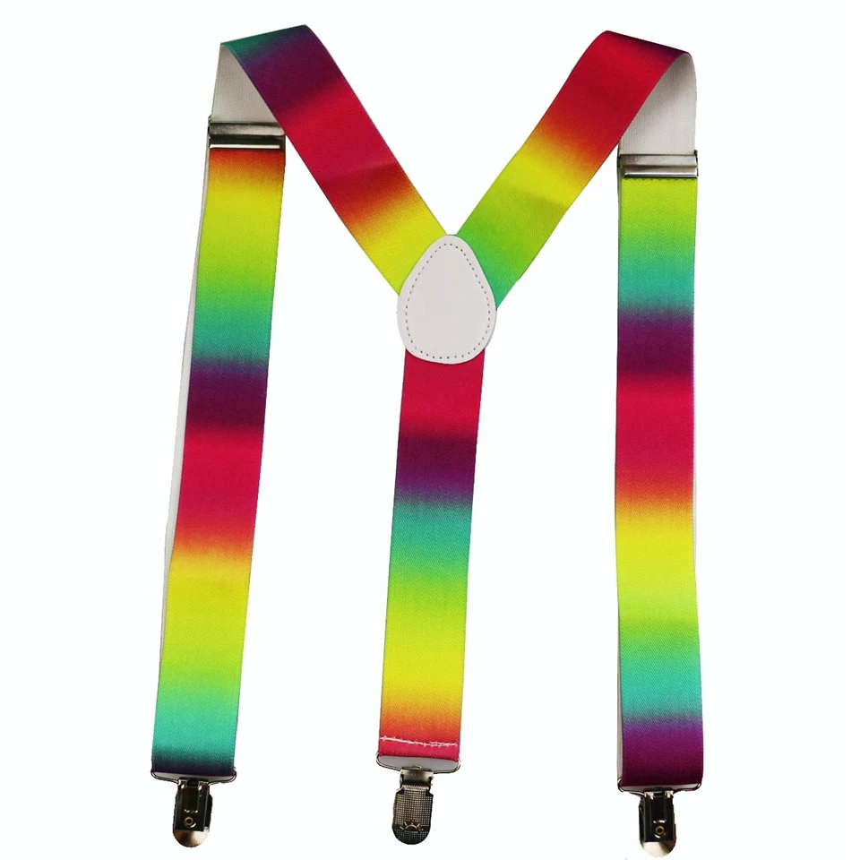 HUOBAO 2019 Nové Módne Rainbow Multicolor Nastaviteľné Klip-na Y Späť Elastické Traky Pre Ženy Muži