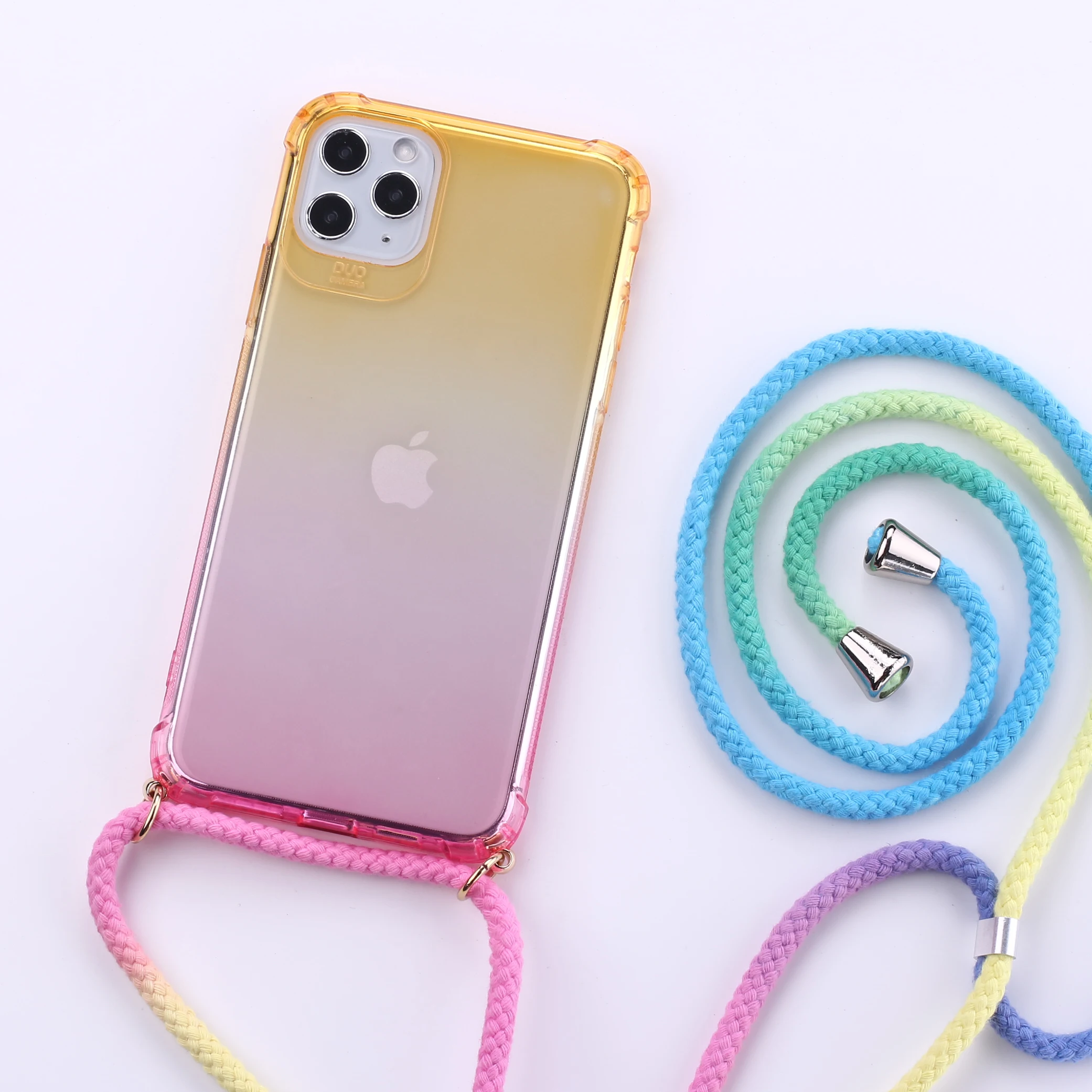 Ice Cream Dúhy Pás Kábel Reťazca Telefón Náhrdelník ozdobná šnúrka na uniforme Telefón Prípade Niesť Kryt Zavesiť Na iPhone 11 Pro XS Max XR X 7Plus 8Plus