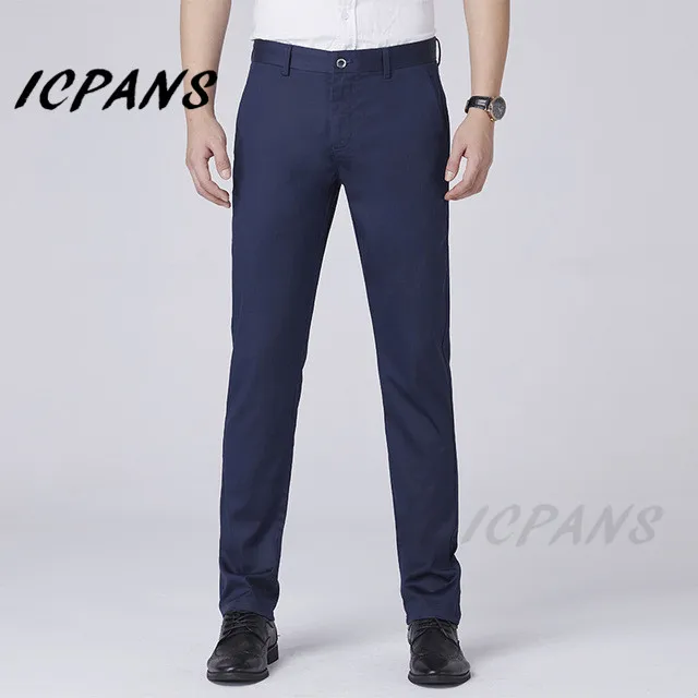 ICPANS Plus Veľkosť 42 44 46 Mužov Tenké Šaty, Oblek Nohavice Mužov Lete Classic Ice Hodváb Slim Fit Business Formálne Nohavice Mužov Oblečenie
