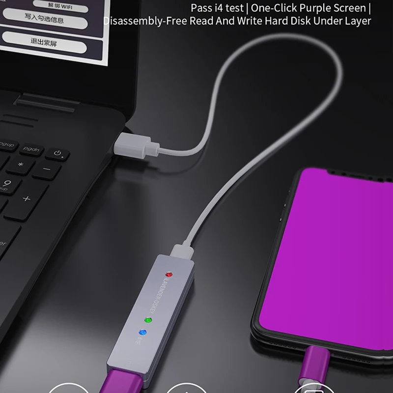 ILAVENDER-OSKEY Jedným kliknutím do DFU Módu Jedno Tlačidlo Fialová Obrazovky Čítanie-Písanie Serial hard disk pre iPhone SE 6 X & iPad