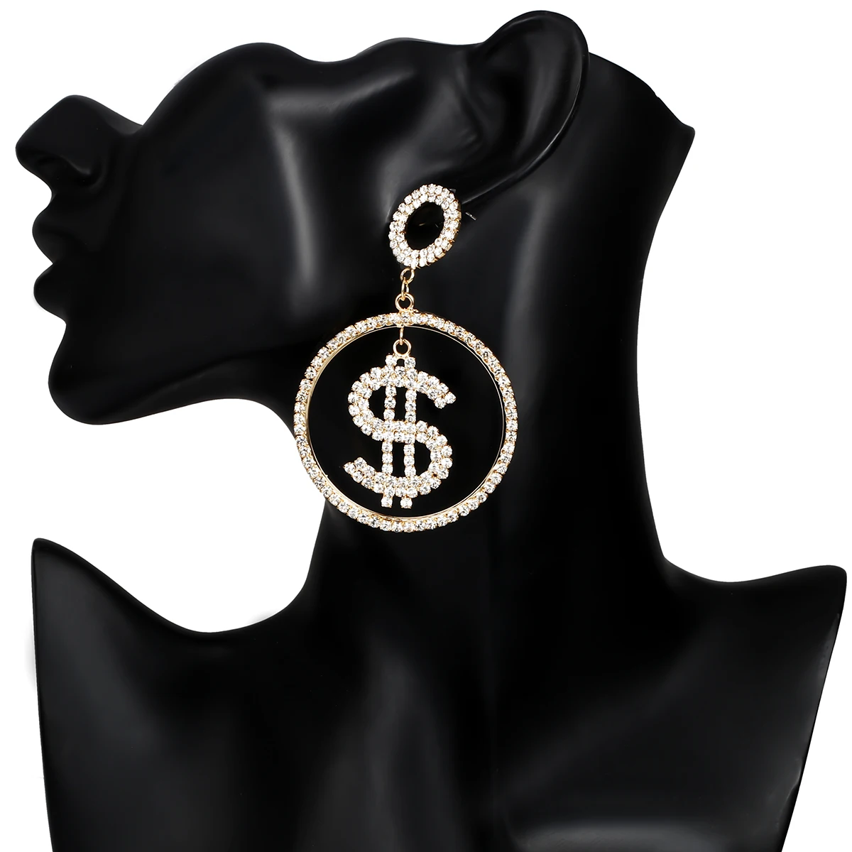 IngeSight.Z Luxusné Bling Crystal Dolár Náušnice Vyhlásenie Peniaze Prihlásiť $ Lesklé Drahokamu Visieť Drop Náušnice Šperky pre Ženy
