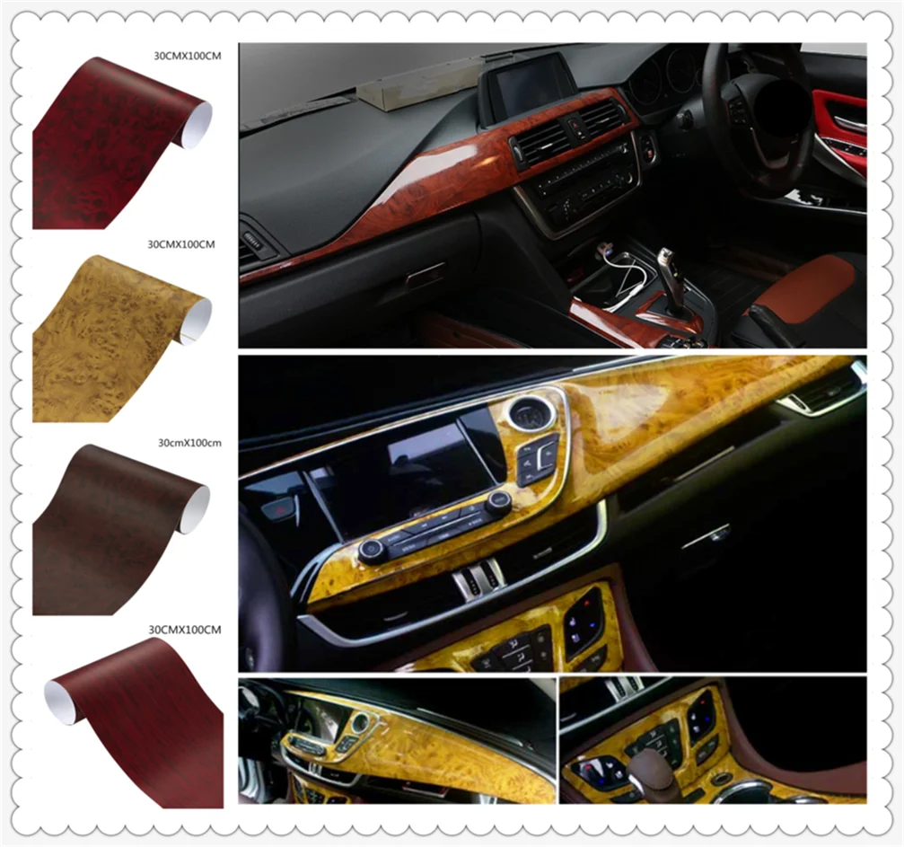 Interiéru vozidla film póry dreva papier, farba svetlý povrch konzoly pre BMW E34 F10 F20 E92 E38 E91 E53 E70 X5 M M3