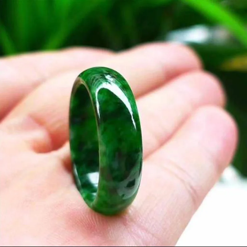 Jade Krúžok Prírodné Barmskej Jadeite Krúžok Šperky Jemné Šperky Suché Kvitnúce Zelený Prst Prsteň Emerald Mužov a Žien Krúžok