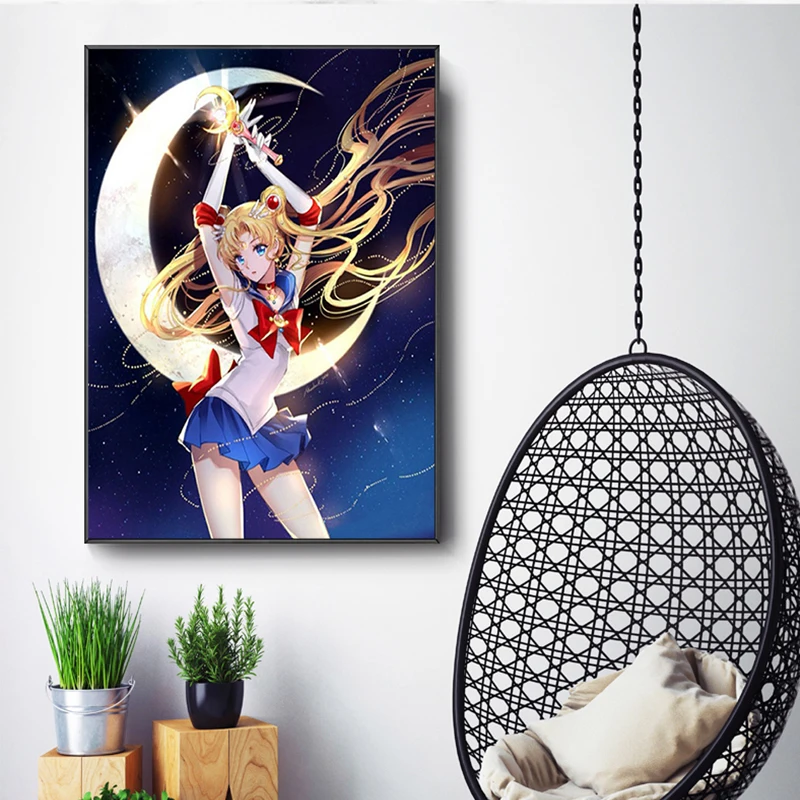 Japonsko, Anime Sexy Sailor Moon Plátno Maľovaní Plagátov a Vytlačí Wall Art Obraz pre Obývacej Miestnosti, Deti Domáce Dekorácie Cuadros