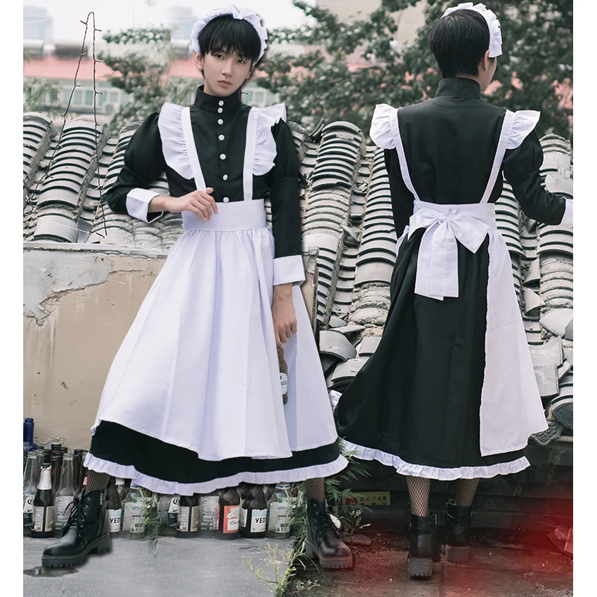 Japonský Dospelých Sissy Slúžka Šaty Ženy Muži Strany Úlohu Cosplay Kostým Gotický Karnevalové Oblečenie pre Chlapca Kawaii Lolita Slúžka Zadnej strane