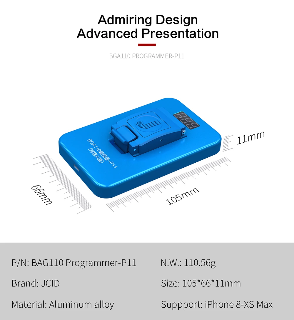 JC P11 BGA110 NAND Programátor pre iPhone 8 8P X XR XS XSMAX 11 Pro Max NAND Flash pre NAND SYSCFG Údajov Modifikácie Čítanie-Písanie