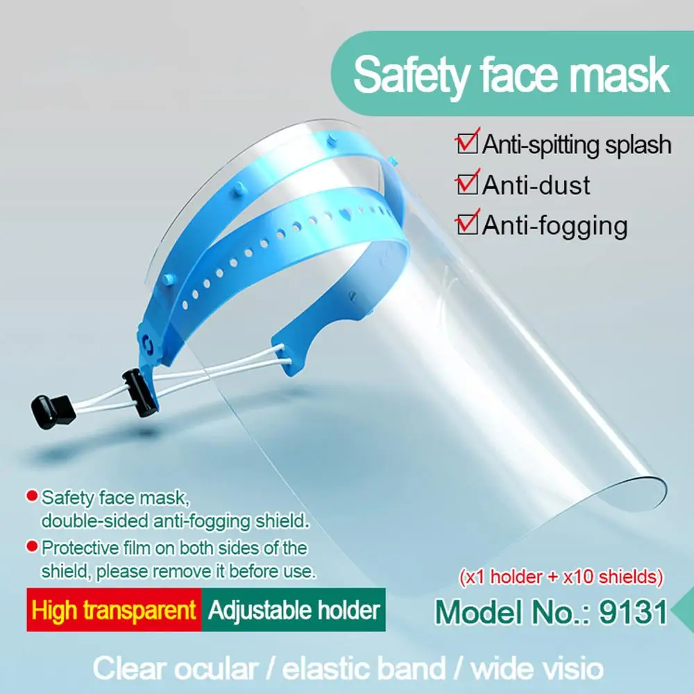 Jednorazové Masku na Tvár Celej Tvári Ochrannú Masku Proti-Zahmlievaniu Anti-pľuvanie splash Pružný hlavový most s 10pcs Štít Strany masky