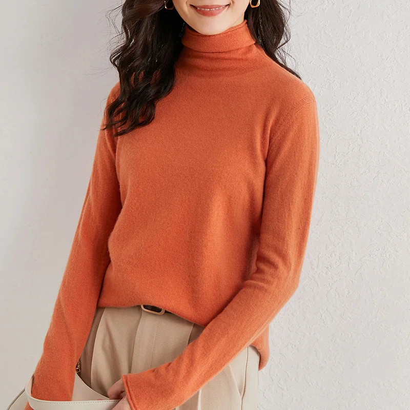 Jesenné a zimné cashmere sveter sveter turtleneck turtleneck pulóver jednofarebné dámske basic zrastov top black white
