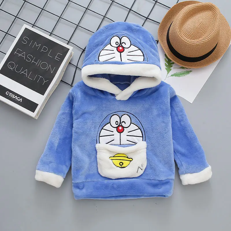 Jeseň Zima Plus Velvet Detí Pijamas Sady Cartoon Doraemon Batoľa Detský Odev pre Chlapcov Teplé Dieťa Boys Sleepwear Oblek