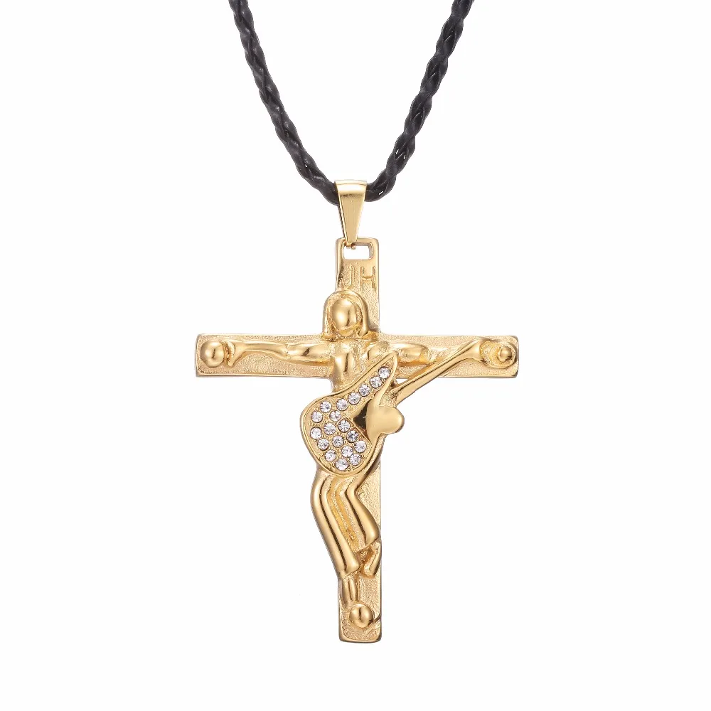 Johnny Hallyday gitara cross prívesok náhrdelník muži ženy choker šperky z nerezovej ocele charms reťazca náhrdelník Kresťanský Kríž