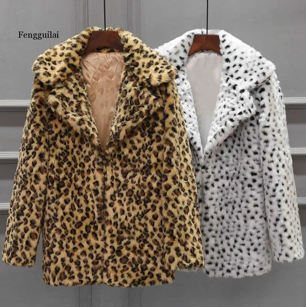 Kabáty A Bundy Ženy Bežné Teplé Zimné Top Ladies Leopard Tlač Pulóver Jumper Outwear Bunda Ženy