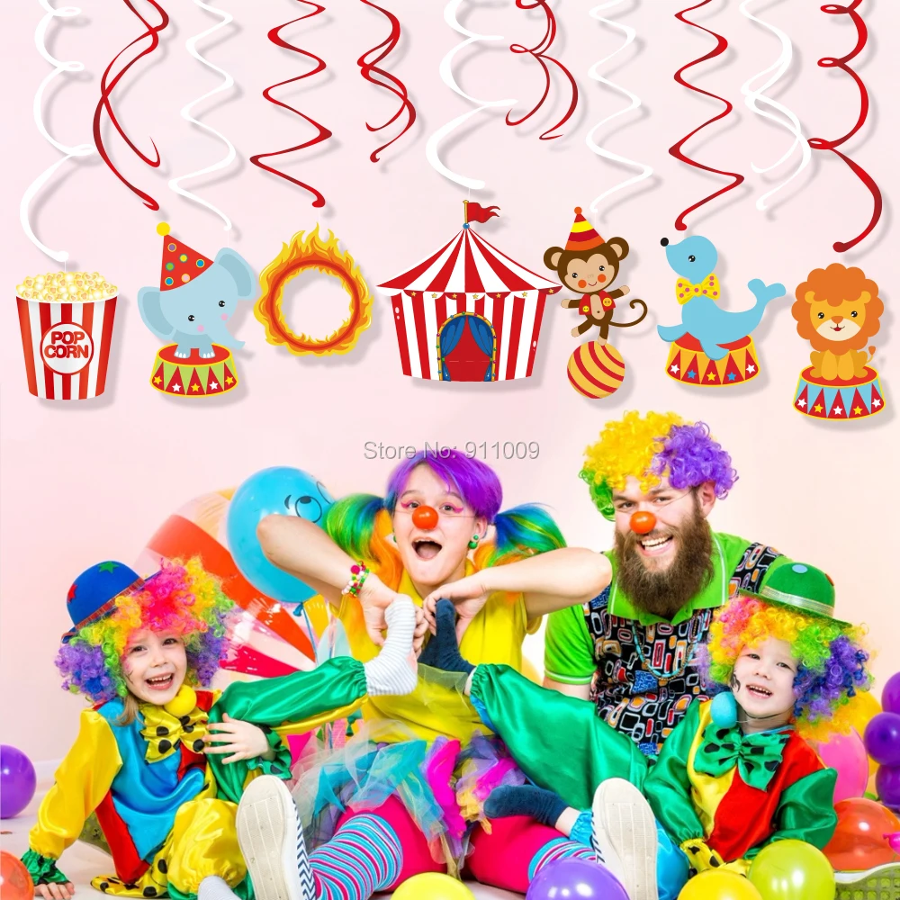 Karneval Cirkus Tému Dekorácie Cartoon Zvierat PVC Špirála Visí Swirls Baby Sprcha Deti Narodeninovej Party Dodávky