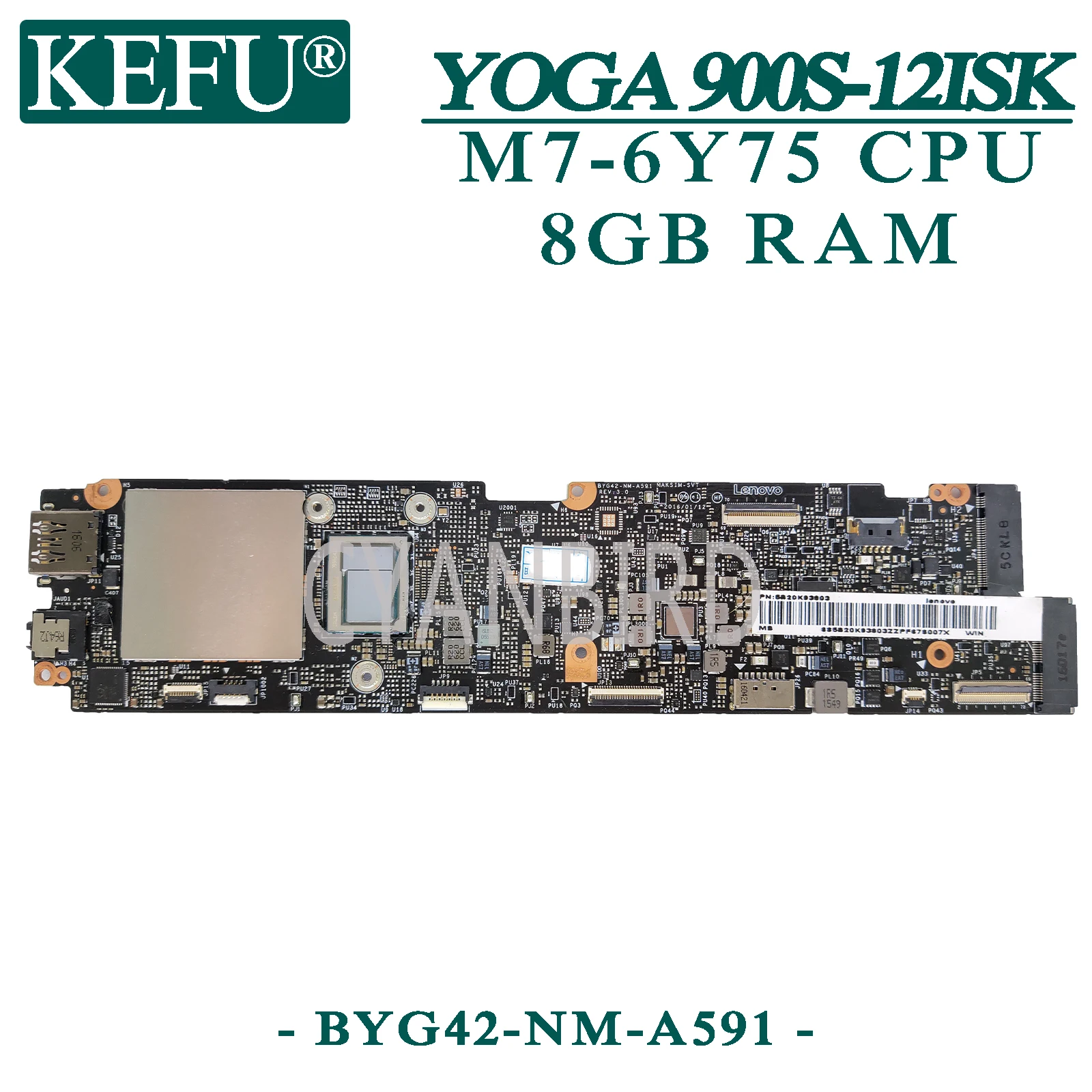KEFU BYG42-NM-A591 pôvodnej doske pre Lenovo YOGA 900S-12ISK s 8GB-RAM M7-6Y75 Notebook doska