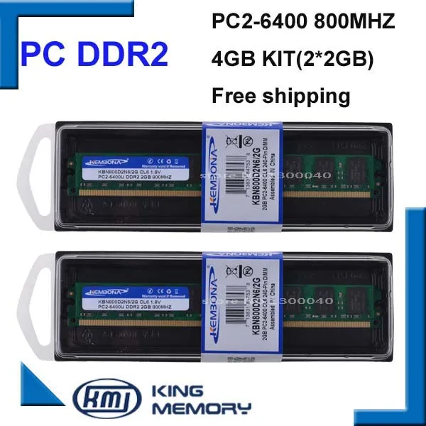KEMBONA zásob PC DESKTOP DDR2 800Mhz 4 GB (Kit 2,2 X 2 GB pre Dual Channel) PC2-6400 práce pre všetkých Intel a-M-D MB