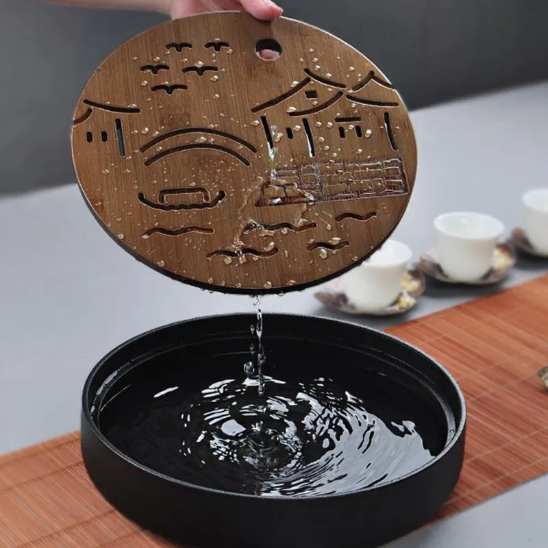 Keramika Bambusu Čaju zásobník Drenáţnych Vôd skladovanie Kung Fu Čaj nastaviť izba Rada tabuľka Čínsky, Japonský čaj pohár obrad nástroje Čaj Nastaviť