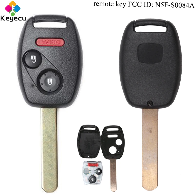 KEYECU Náhradné Diaľkové Ovládanie Auta Kľúč - 2 1/ 3/ 3 1/ 4 Tlačidlá - FOB pre Honda Civic LX GX Sedan Odyssey FCC ID: N5F-S0084A