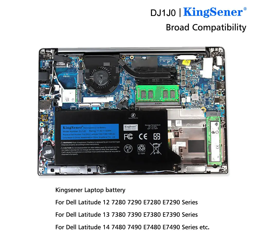 Kingsener Nové DJ1J0 Notebook Batéria Pre DELL Latitude 12 7000 7280 7380 7480 Série Tablet PC PGFX4 ONFOH DJ1JO 11.4 V 42WH