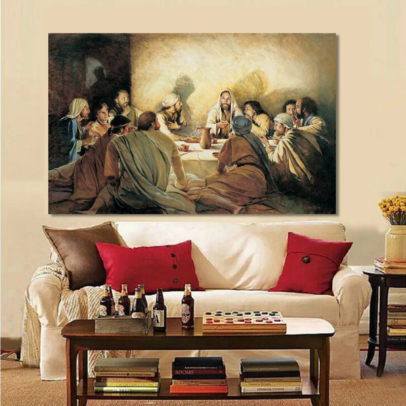Klasická Ježiš pri Poslednej Večeri Dekoratívne olejomaľba na Plátne Plagáty a Vytlačí Cuadros Wall Art Obrázok Pre Obývacia Izba