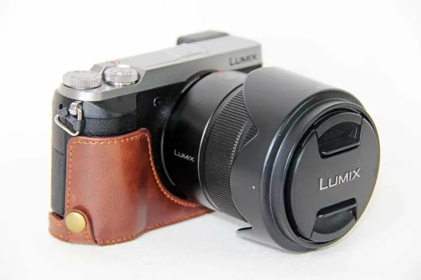 Klasická PU Kožené brašna Pol puzdro Pre Panasonic Lumix DMC-GX80 DMC-GX85 GX80 GX85 Fotoaparát Polovicu Tela Nastaviť
