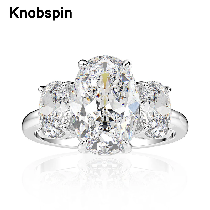 Knobspin Luxusné 925 Sterling Silver Prstene Pre Ženy 8*11 mm Vysokým počtom atómov Uhlíka Diamant Strany Jemné Šperky Veľkoobchod