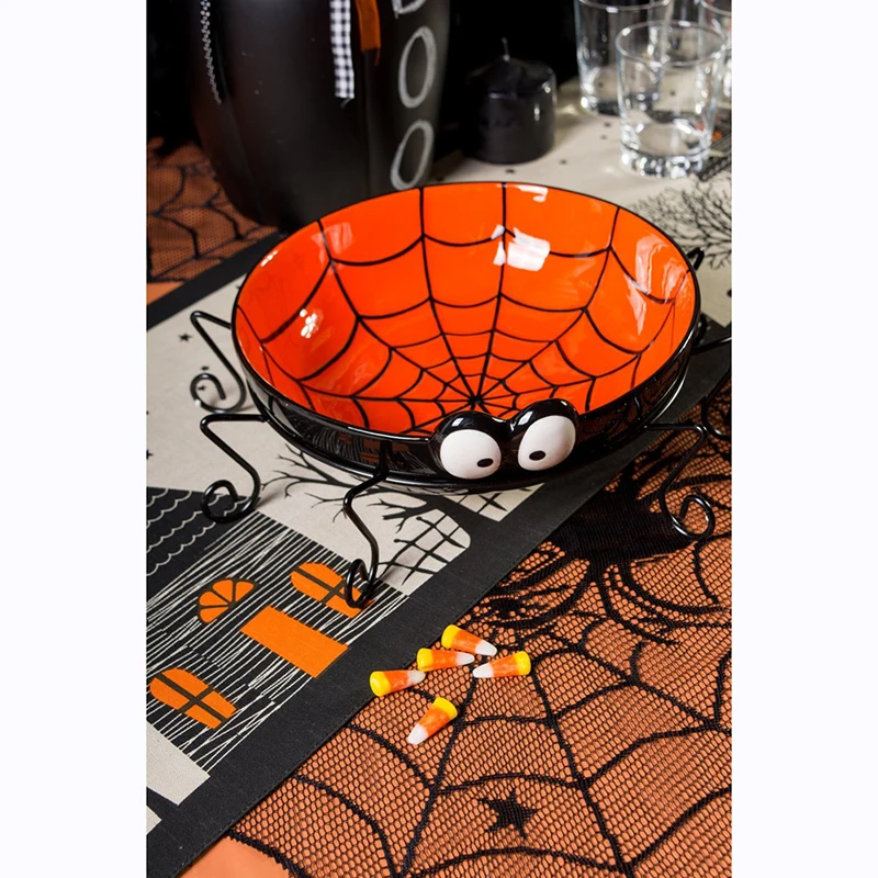 Kolo Halloween Obrus Black Spider Web Čipky Plášť pre Halloween Party Decoraiton Pozadí Dekorácie 40inch