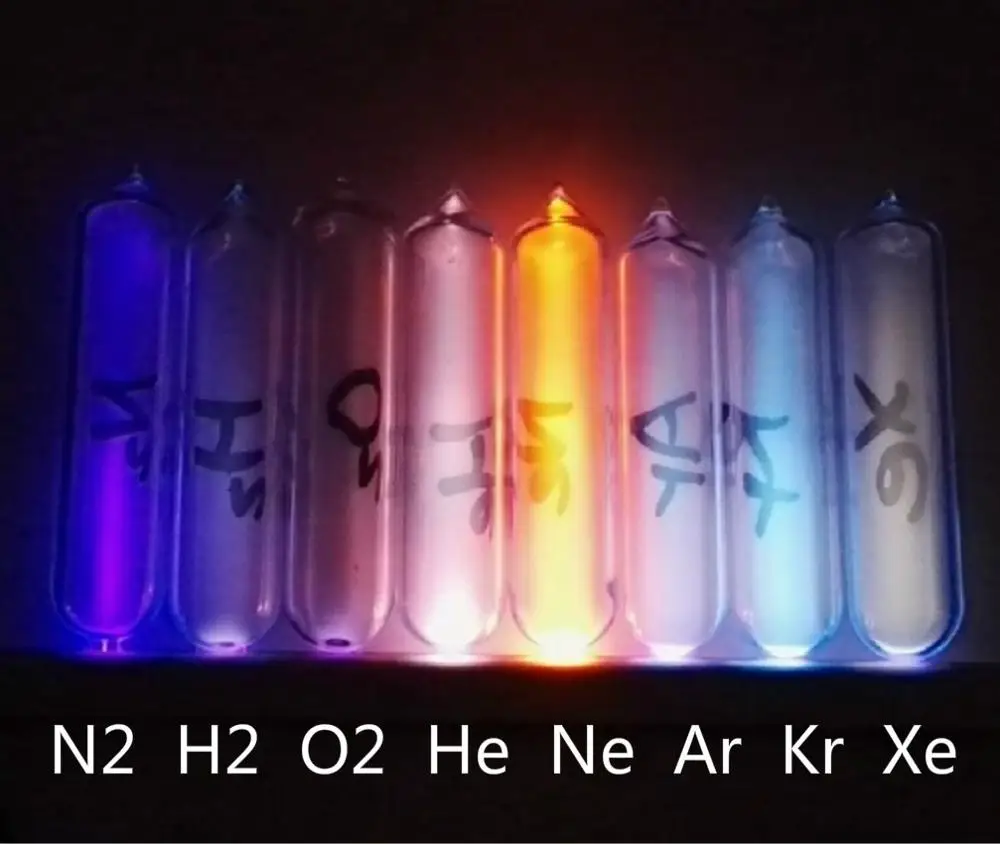 Kompletná Sada 8 Plyn v Ampulkách Hélium Neon Argón Xenon Krypton, Kyslík, H2, N2