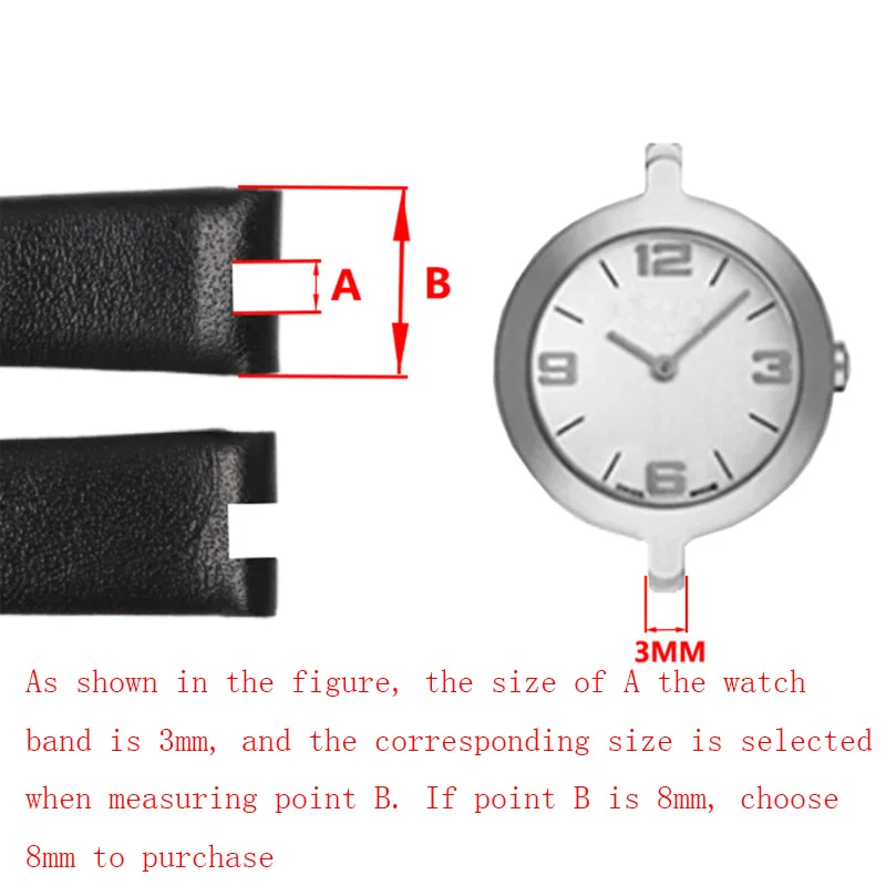 Konkávne rozhranie Ultratenké kožené hodinky skupina 8 10 12 mm Farby popruh s pin pracka pre 1853 T003/209 žien hodinky reťazca