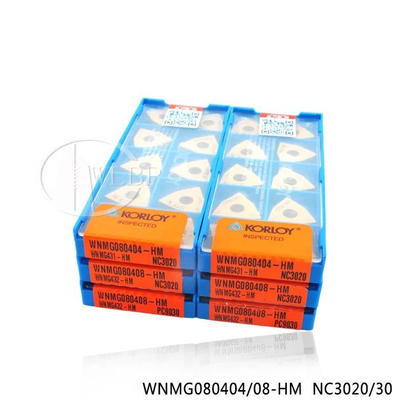 KORLOY Spekané karbidy vložky WNMG080404-HM NC3020 /WNMG080408-HM NC3020/WNMG080412-HM NC3020 CNC čepeľ sústruh nástroj