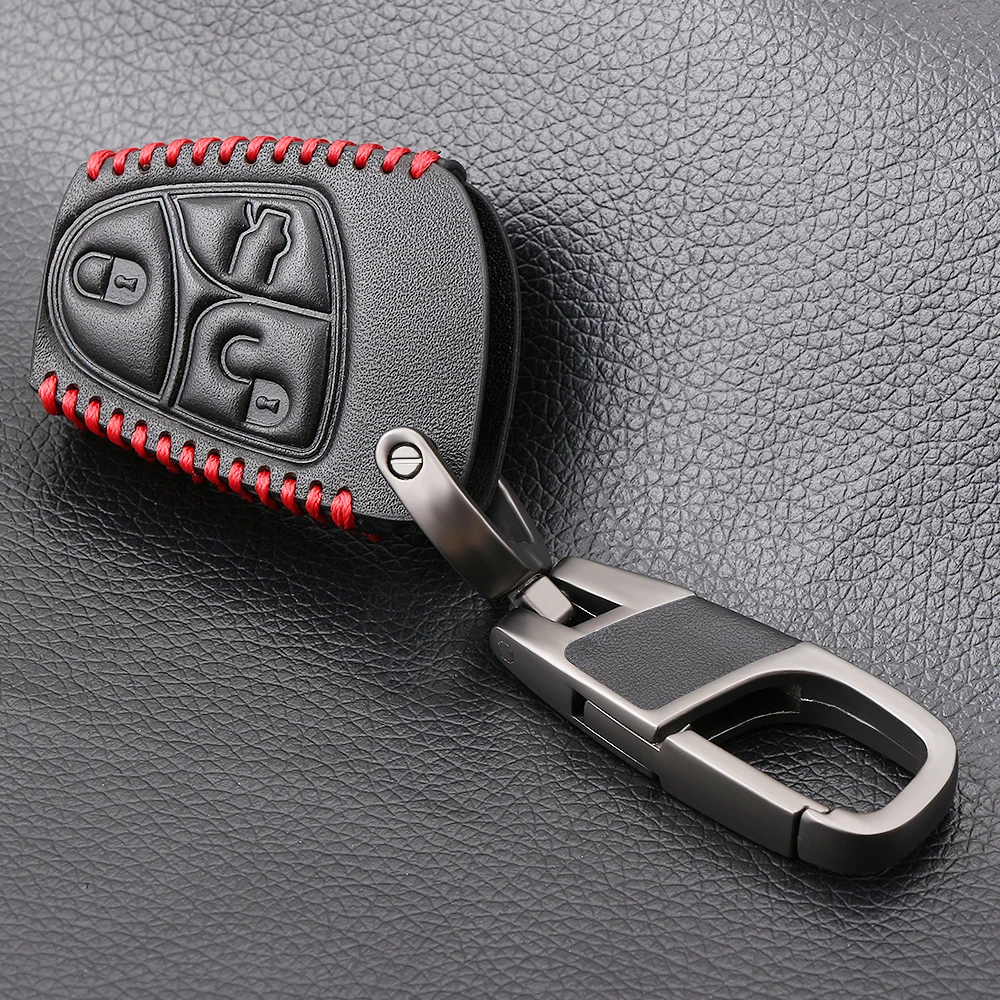 Kožené Diaľkové Tlačidlo Kryt puzdro Pre Mercedes Benz B C E ML S CL, CLK Classe 3/4 Tlačidlami Kľúča Vozidla KeyChain Fob s Krúžok na kľúče