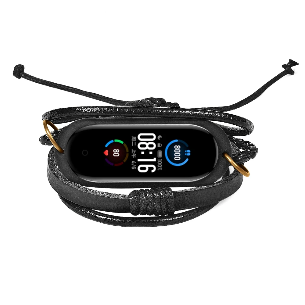 Kožený Náramok pre Xiao Miband 5 s TPU Silikónový Kryt Prípade Mi Pásmo 5 Žien Dizajn Watchband Náramok pre Mi Pásmo 5